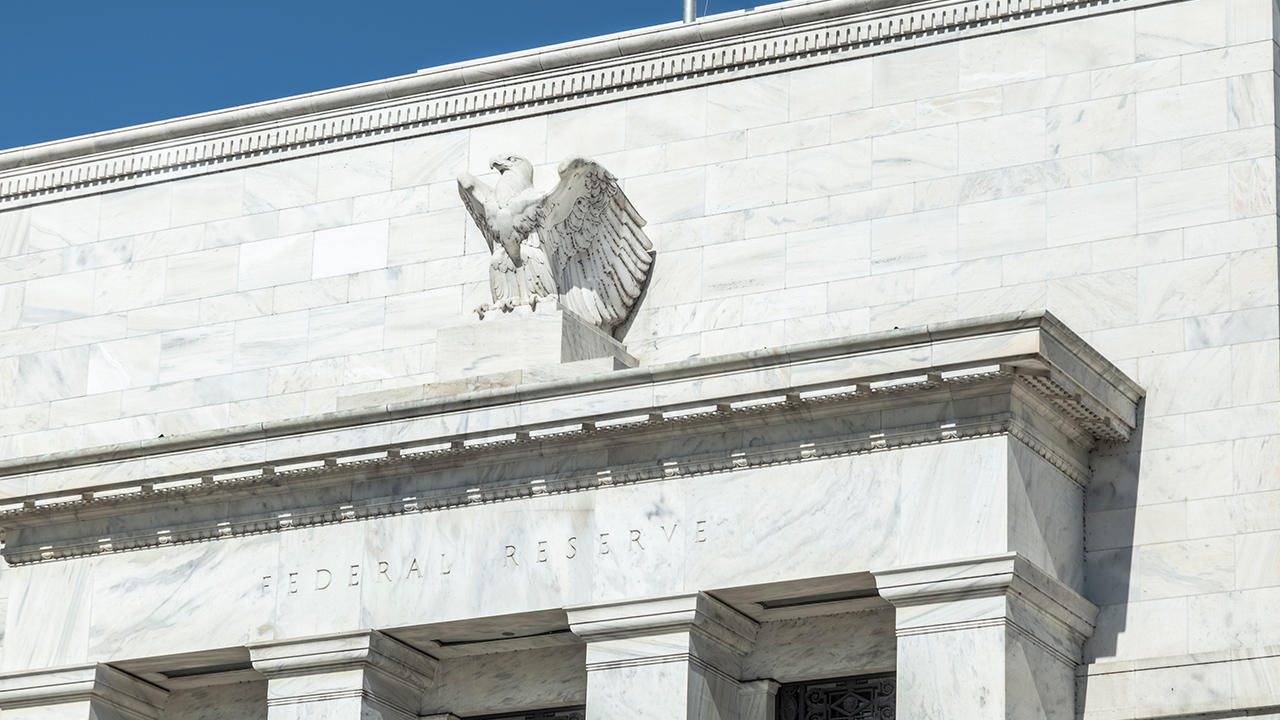 photo of federal reserve, blue sky behind