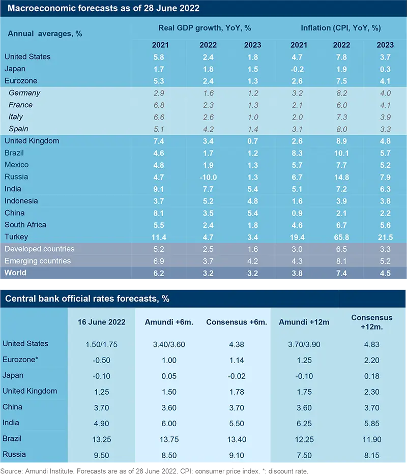 Macroeconomic forecasts as of 28 June 2022