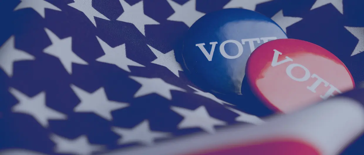 USA Flag with &quot;vote&quot; pins