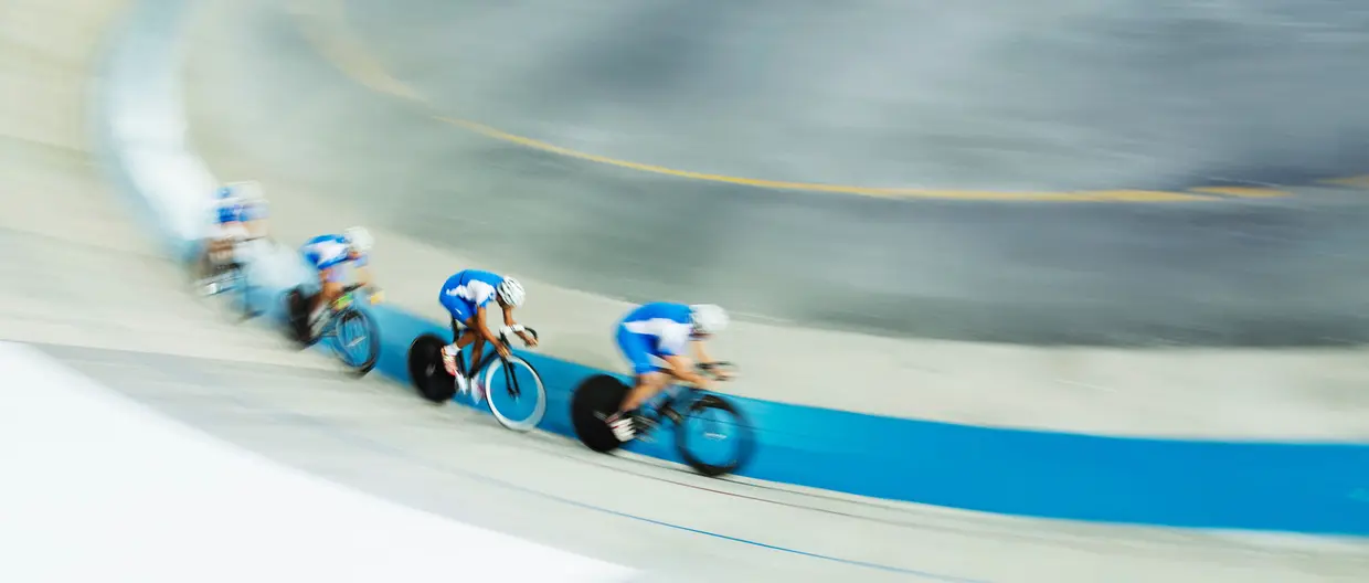 line of cyclists