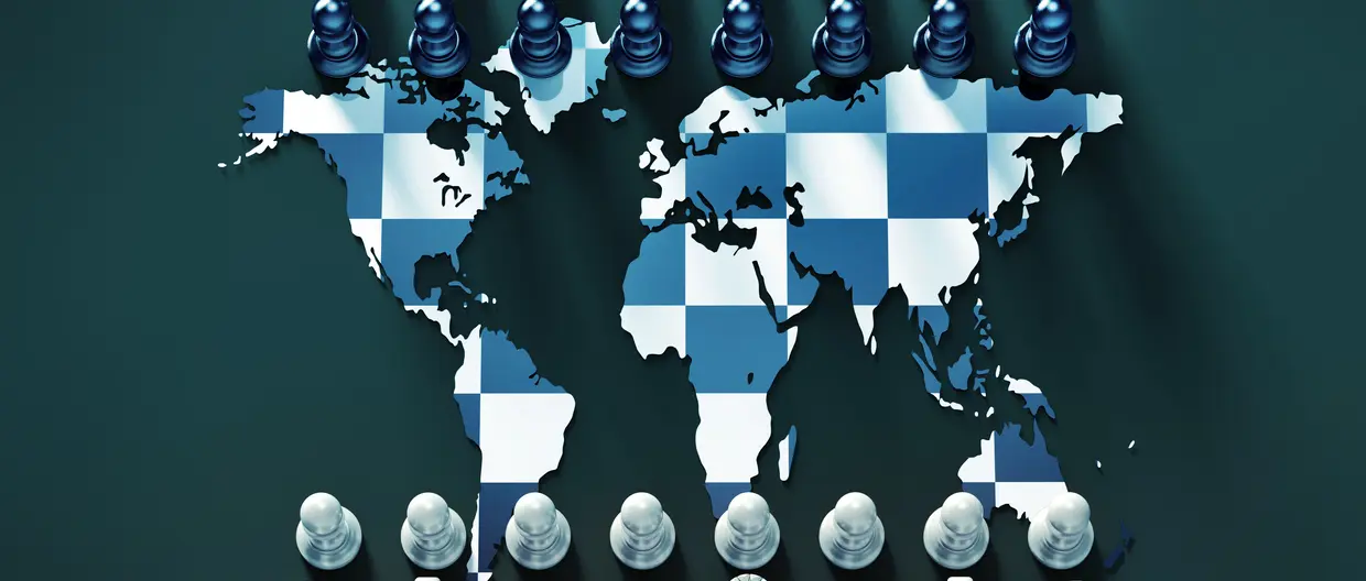 chess board with map