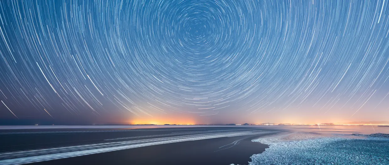 light circles in arctic skyline