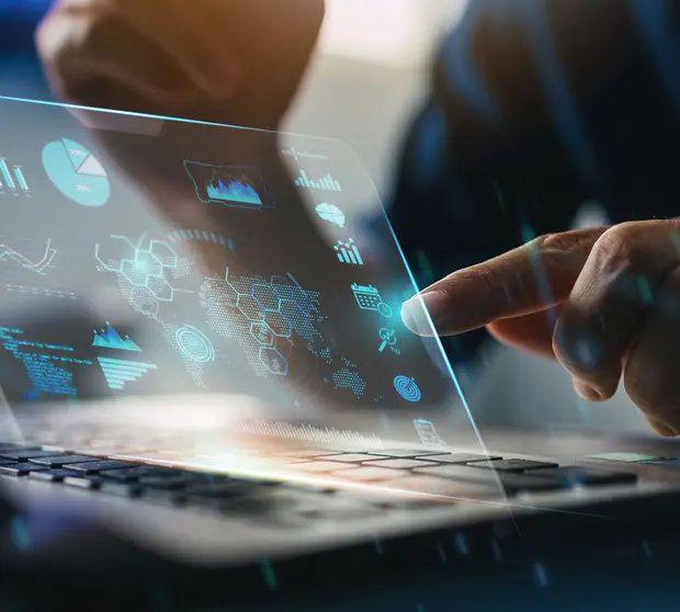 Business analysis big data screen and economic growth with financial graph. 