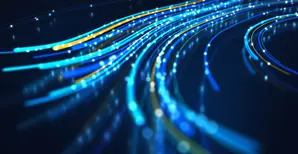 abstrakte Darstellung eines Netzwerks mit Datentransfer