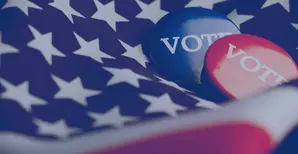 USA Flag with &quot;vote&quot; pins