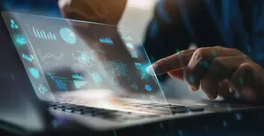 Business analysis big data screen and economic growth with financial graph. 