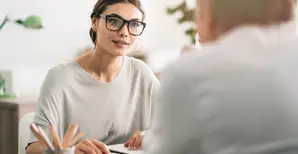 Advisor talking with a client