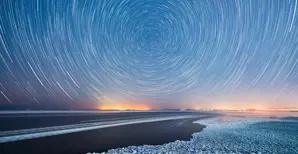 light circles in arctic skyline