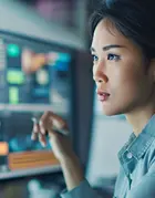 Financial analyst analyzing market insights