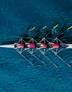 Rowing team in a race