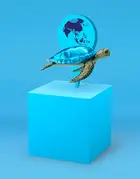 Fund icon Amundi Funds Asia Income ESG Bond sea turtle and map of Asia