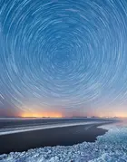 light circles in arctic skyline