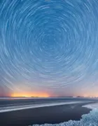 light circles in arctic skyline
