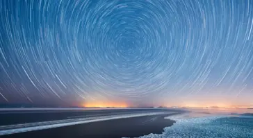 light circles in arctic skyline