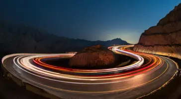 speed light movement around bend