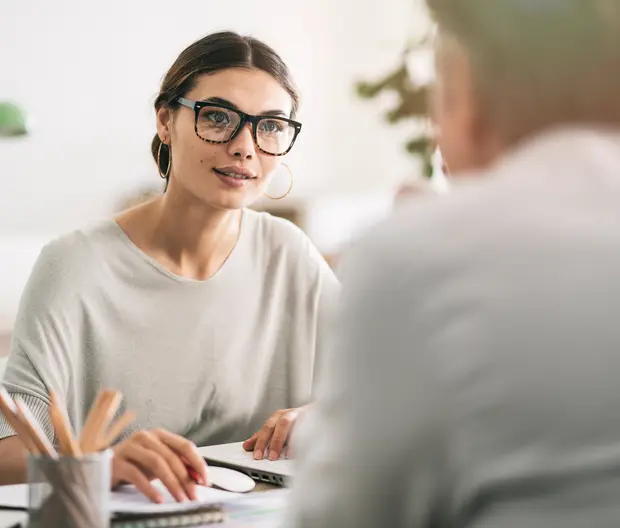 Advisor talking with a client