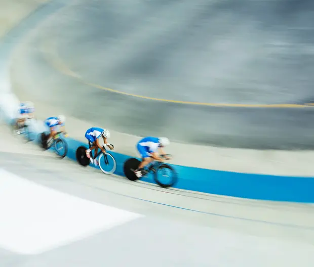 line of cyclists