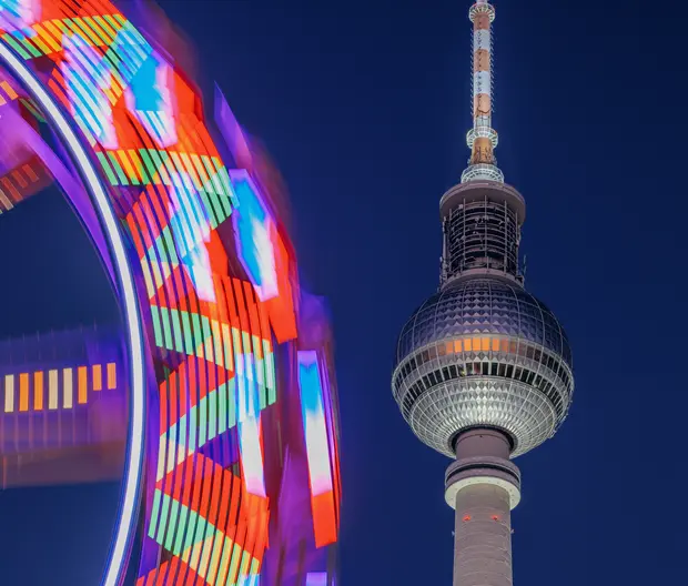 carousel at night in city square