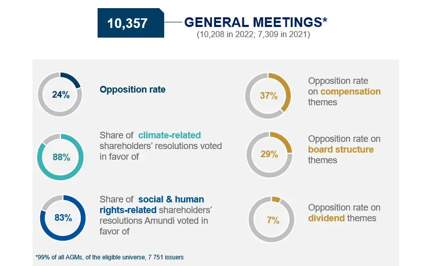 Graphs showing engagement rates on issues in AGMs