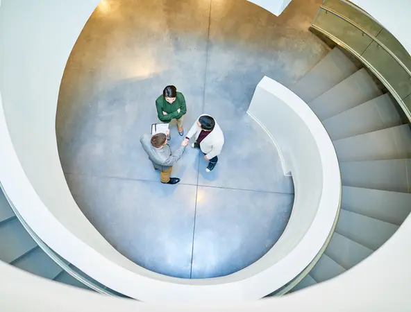 people in a staircase