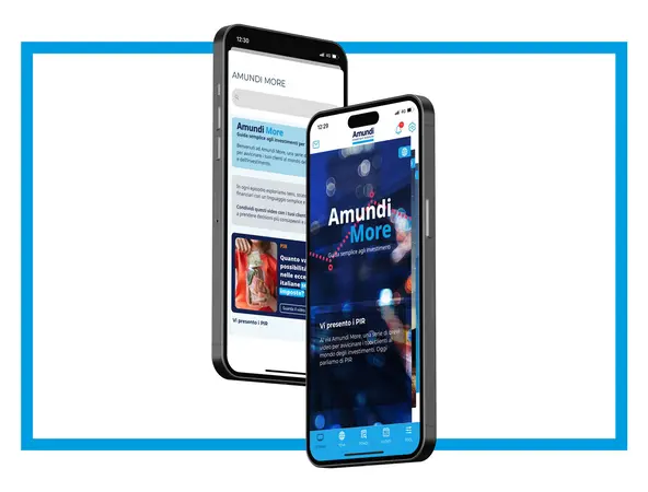 mockup smartphone con schermate amundi more