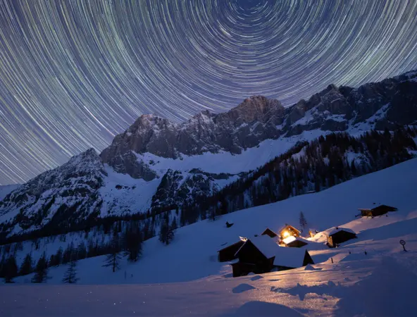 camping on snowy mountain
