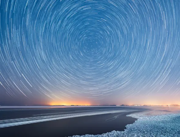 light circles in arctic skyline