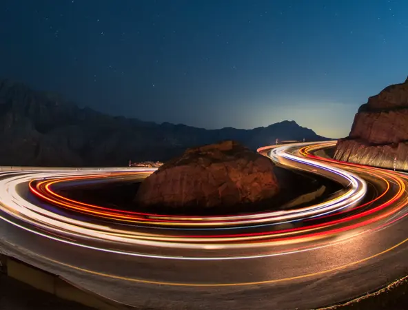 speed light movement around bend