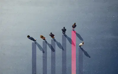 Illustration avec des flèches colorées représentant des tendances financières.