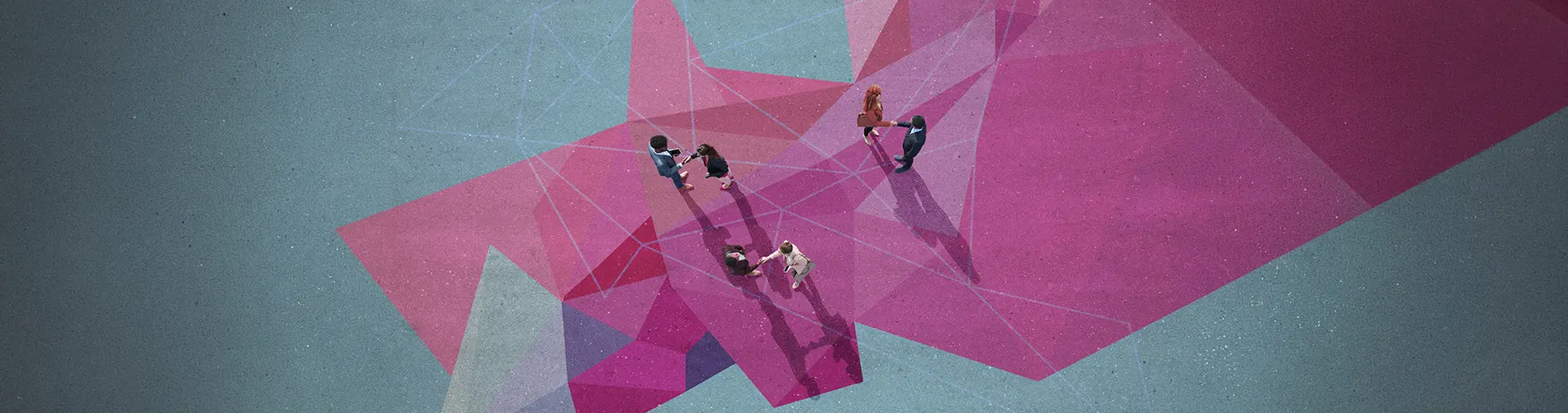 Illustration abstraite en rose représentant des concepts d'investissement et de gestion d'actifs.