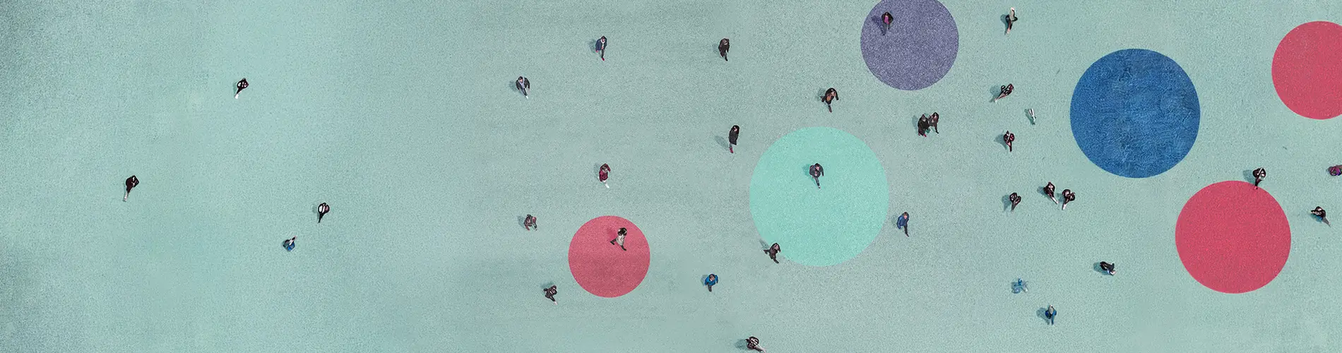 Illustration avec cercles colorés, symbolisant la diversité en gestion d'actifs.