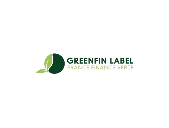 Logo du Label Greenfin sur fond blanc.