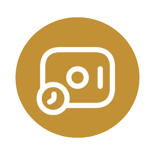 Logo stylisé représentant un portefeuille et l'épargne dans le temps.