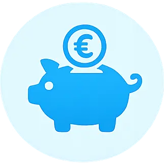 Tirelire bleue avec une pièce euro, symbole de gestion financière et d'épargne.