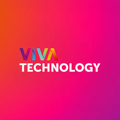 Logo de Viva Technology sur fond dégradé coloré, lié aux services financiers et à l'innovation.