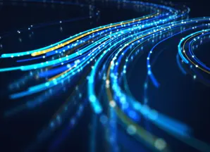 abstrakte Darstellung eines Netzwerks mit Datentransfer