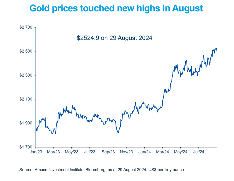 Gold prices touched new highs in August