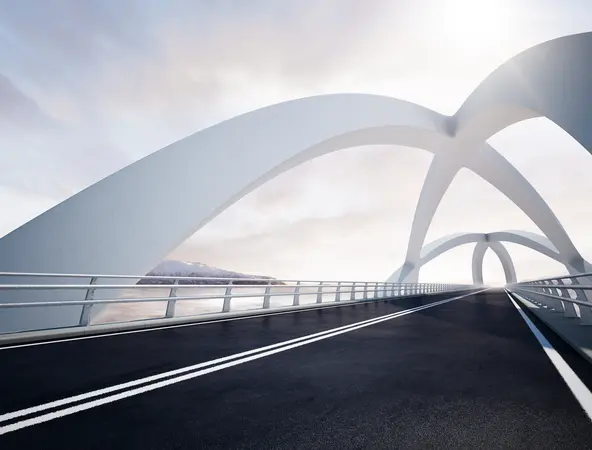 Straße auf moderner Brücke