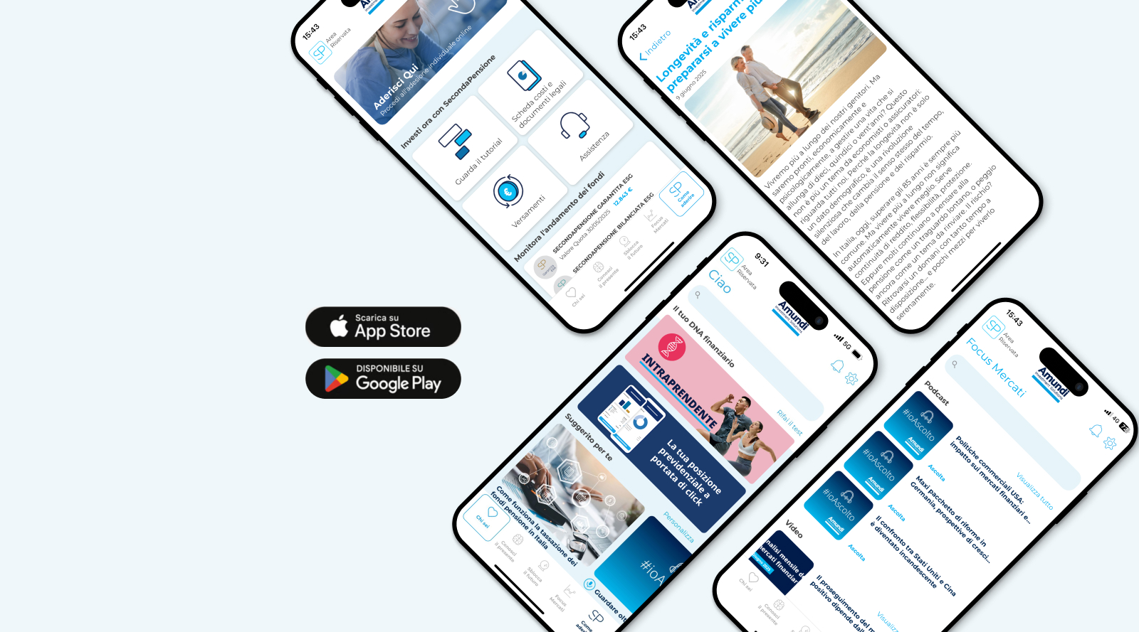 schermate applicazione e bottoni per scaricare l&#039;applicazione
