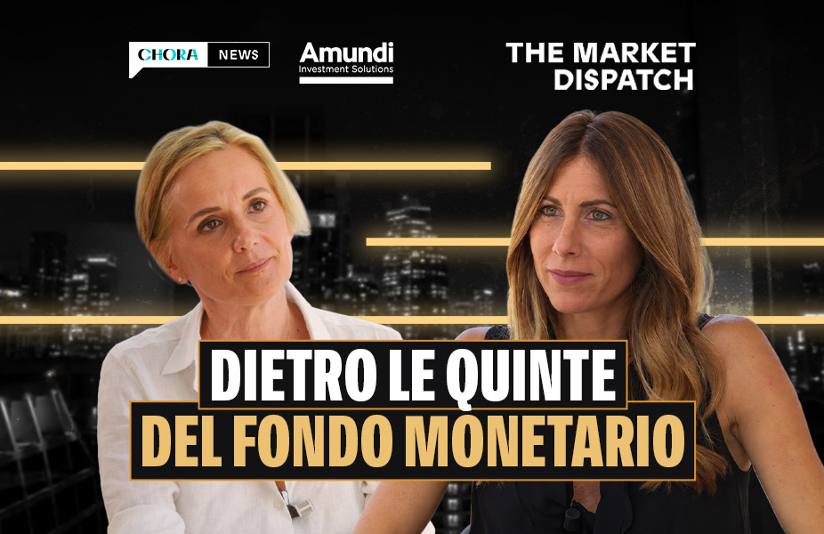 banner vodcast the market dispatch con logo amundi e chora news e titolo episodio "dietro le quinte del fondo monetario"