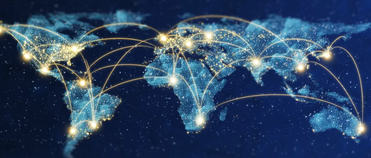 connecting with each other on a world map