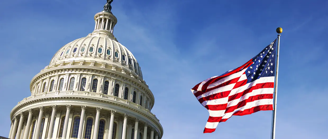 american flag with US capitol