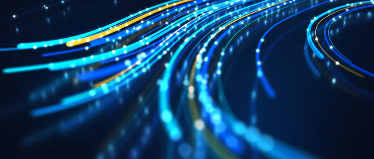 abstrakte Darstellung eines Netzwerks mit Datentransfer
