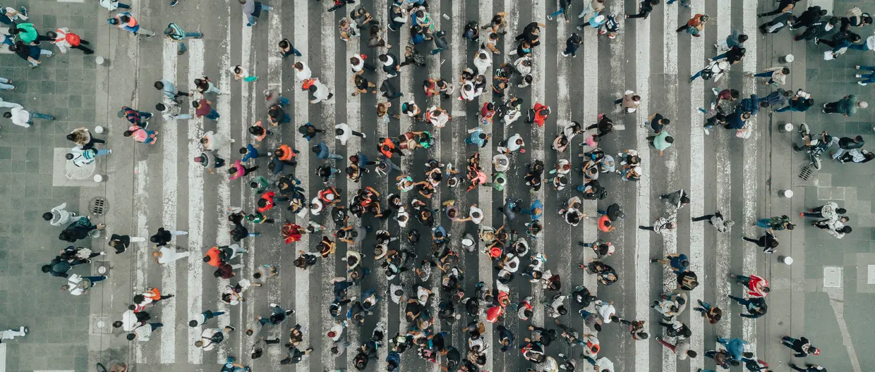 Crowd People Walking Road