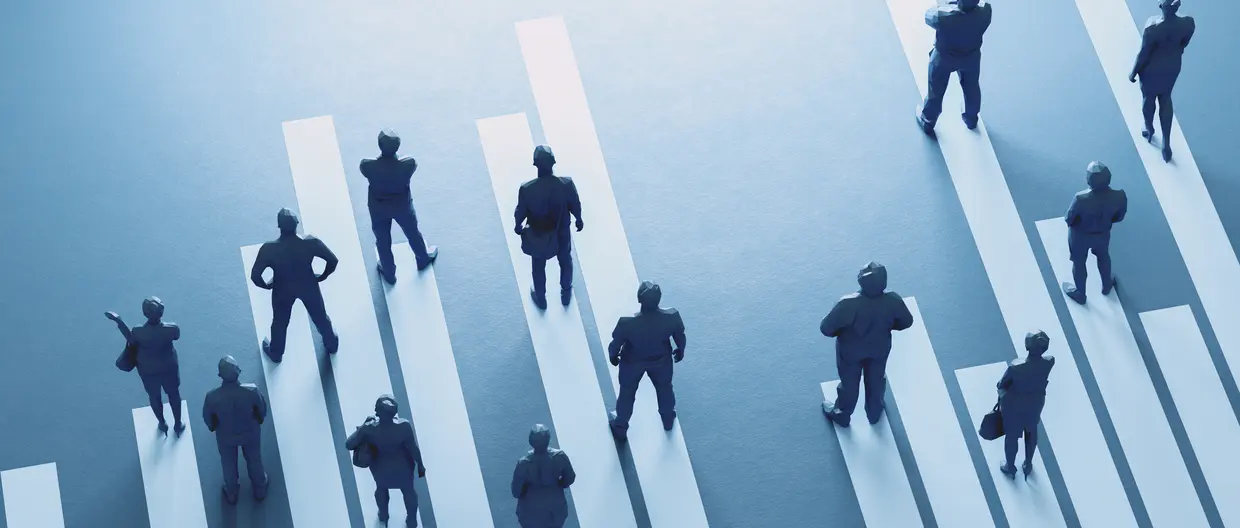 Group of people at different starting positions
