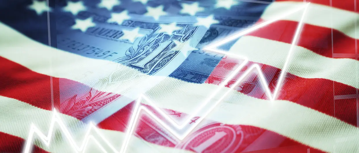 usa flag with rising graphic