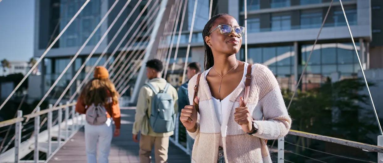 Female student with backpack