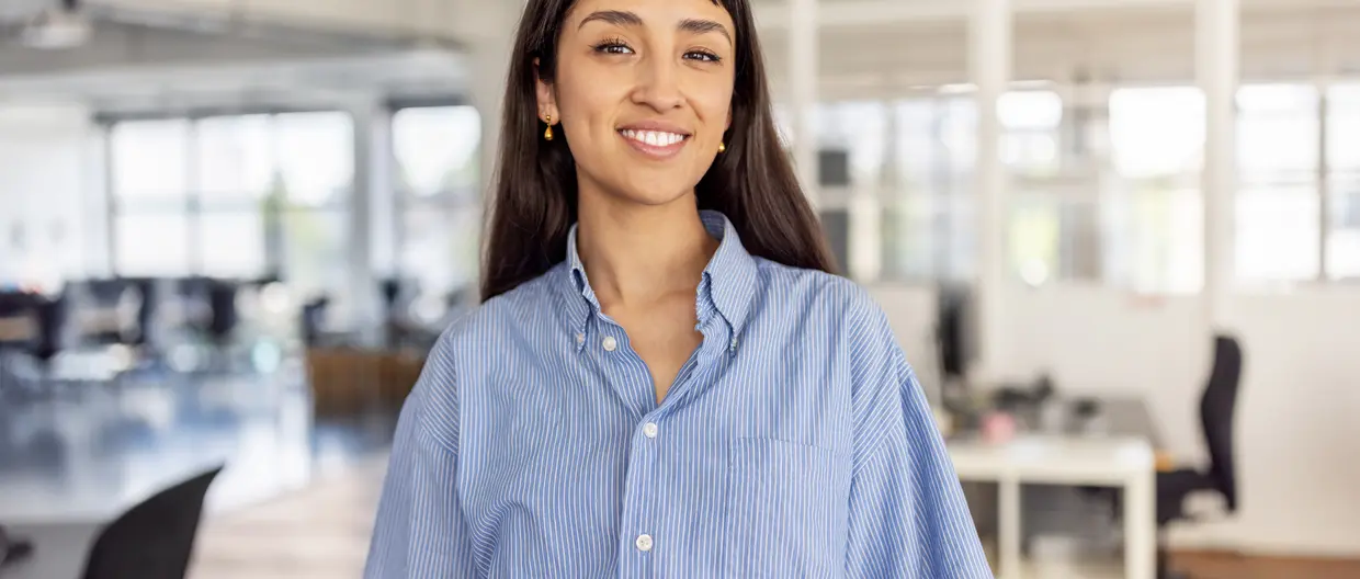 woman looking at camera and smiling