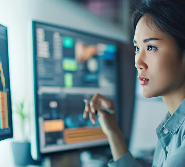 Financial analyst analyzing market insights