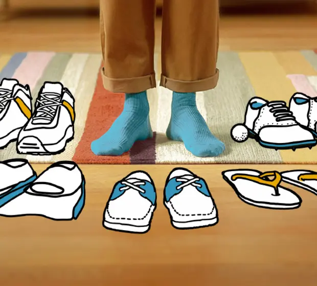 Choisir une paire de chaussures parmi cinq autres